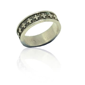 Window Dressing The Soul Silver Cross Band Ring In Metallic