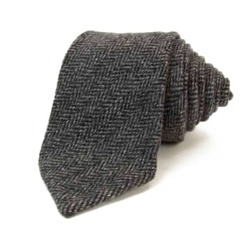 40 Colori Herringbone Wool Tie In Grey