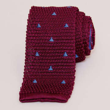 40 Colori Embroidered Triangles Silk Knitted Tie In Pink