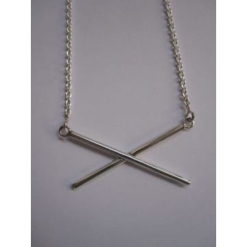 Collardmanson 925 Silver Crisscross Necklace In Metallic