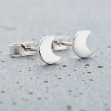 Posh Totty Designs Sterling Silver Crescent Moon Stud Earrings In Metallic