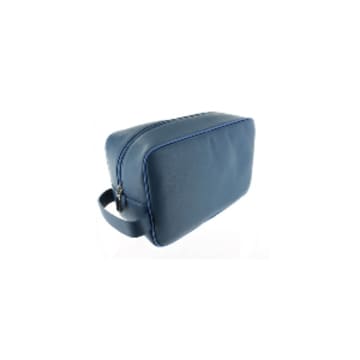 D R Harris Large Leather Wash Bag In Blue