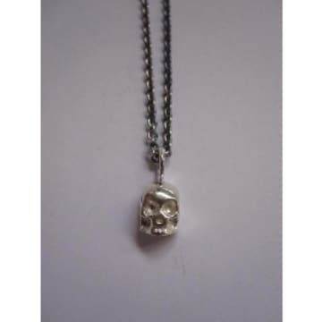 Collardmanson 925 Silver Skull Necklace In Metallic