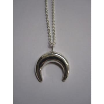 Collardmanson 925 Silver Crescent Moon Necklace In Metallic