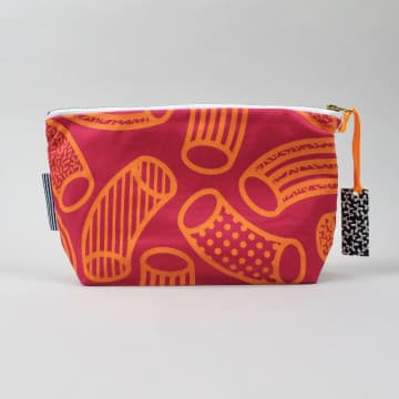 Mustard Ivy Large Orange/pink Graphic  Screen Printed Pouch