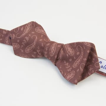 40 Colori Paisley Printed Cotton Bow Tie In Brown