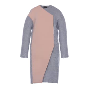 Av London Two Tone Wool Blend Coat In Silver/pink