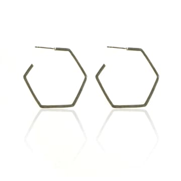 Collardmanson 925 Silver Hexagon Earrings In Metallic