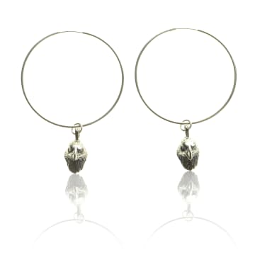 Collardmanson Silver 925 Eagle Head Hoop Earrings In Metallic