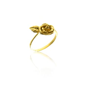 Collardmanson Gold Plated Silver 925 Rose And Leaf  Ring