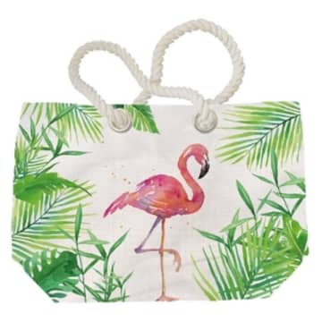 Paper Product Design Ppd Tropical Flamingo Beach Bag In Green