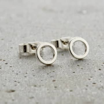 Posh Totty Designs Sterling Silver Fine Circle Stud Earrings In Metallic