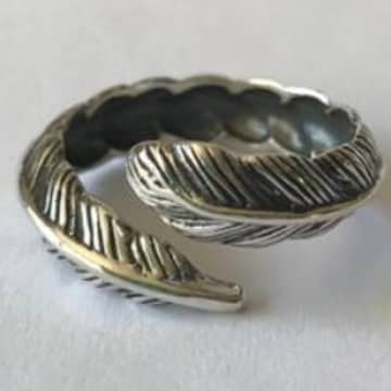 Silver Jewellery 925 Silver Feather Wrap Ring In Metallic