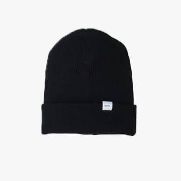 Diarte Fine Merino Ribbed Beanie Hat In Black