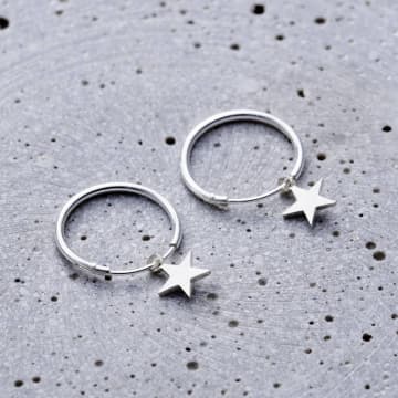 Posh Totty Designs Sterling Silver Star Hoop Earrings In Metallic