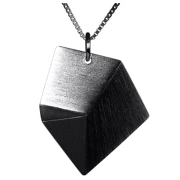 Sofie Lunøe Large Flake Oxidized Silver Pendant With Long Chain In Metallic