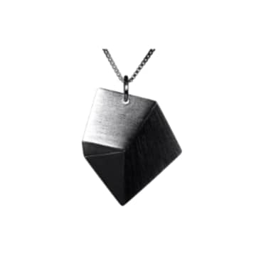 Sofie Lunøe Oxidized Silver Small Flake Pendant With Short Chain In Metallic