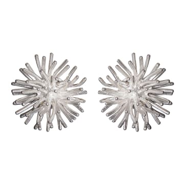 Sofie Lunøe Silver Pompon Ear Studs In Metallic