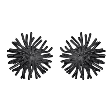 Sofie Lunøe Oxidized Silver Pompon Ear Studs In Metallic