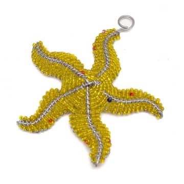 Artisans & Adventurers Yellow Zimbabwean Beaded Star Fish Decoration