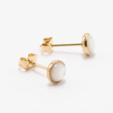 Viadoli Gold-plated Nymphéa Stud Earrings With Mother-of-pearl