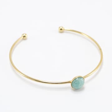 Viadoli Gold Plated With Amazonite Stone Nymphea Bangle