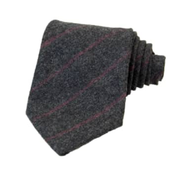 40 Colori Thin Striped Wool Tie In Grey/pink