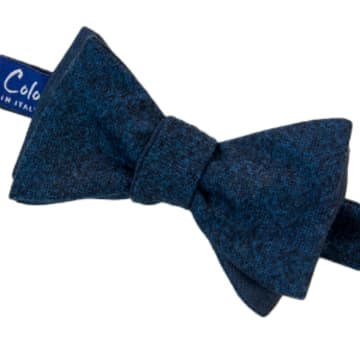 40 Colori Solid Wool Butterfly Bow Tie In Blue