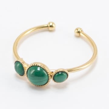 Viadoli Gold Plated With Malachite Stones Marguerite Ring