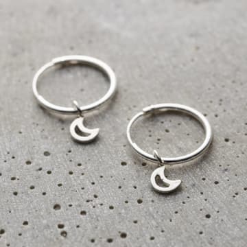 Posh Totty Designs Sterling Silver Open Moon Hoop Earrings In Metallic