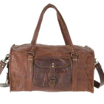 Vida Vida 18 Inch Leather Duffel Bag In Brown