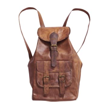 Vida Vida Large Leather Backpack In Brown