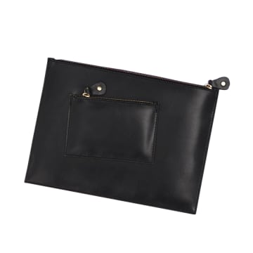 Vida Vida Leather Ipad Clutch Handbag In Black