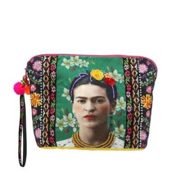 House Of Disaster Frida Kahlo Embellished Make Up Bag In Green