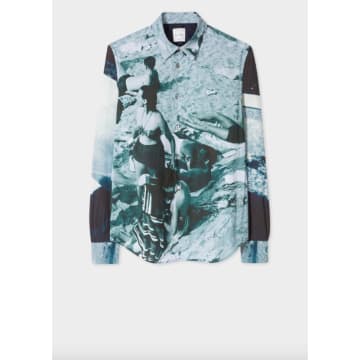 Paul Smith Men's Slim-fit Blue 'paul's Photo' Print Cotton Shirt