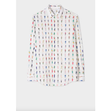 Paul Smith Men's Tailored-fit White 'people' Print Cotton Shirt