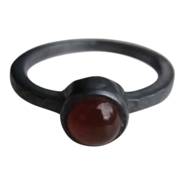 Silver Jewellery Black Silver Ring With Carnelian In Metallic