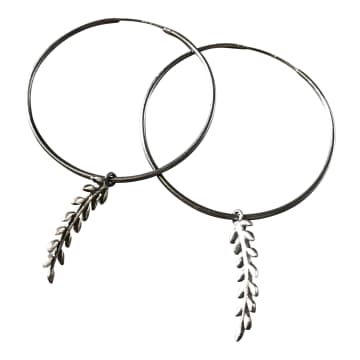 Silver Jewellery Leafy Hoop Earrings In Metallic