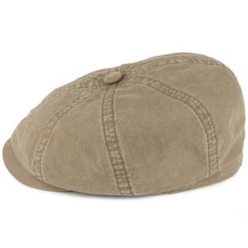 Stetson Olive Hatteras Flat Cap Delave Organic Cotton In Green