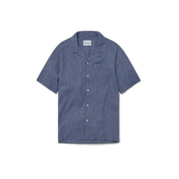 Albam Navy Panama Stripe Shirt In Blue