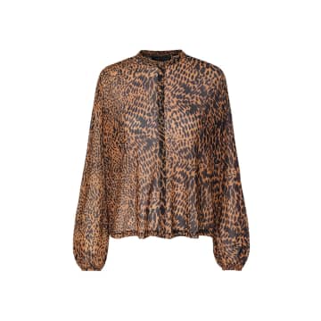 Storm & Marie Polyamide All Over Print Brooke Blouse In Brown