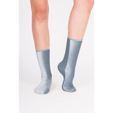 Simone Wild Silver Velvet Ankle Sock In Metallic