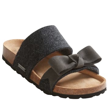 Shepherd Of Sweden Ladies 'elisabet' Bow Front Two Strap Sandal In Charcoal Grey