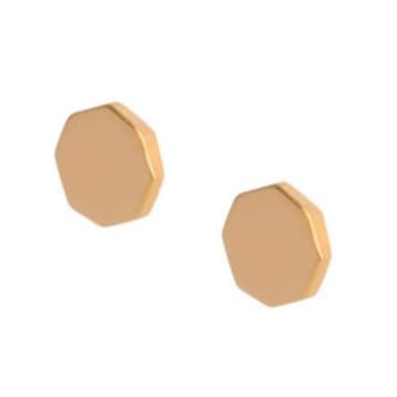 Matthew Calvin Gold Stud Earrings Octagon Bolt