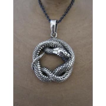 Window Dressing The Soul Oxidised 925 Silver Snake Necklace In Metallic