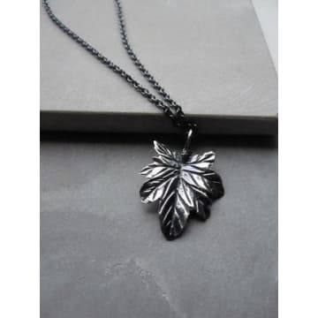 Window Dressing The Soul Oxidised 925 Silver Leaf Necklace In Metallic