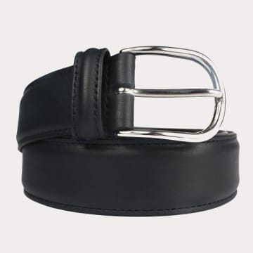 Anderson's Navy Smooth Leather Belt In Blue