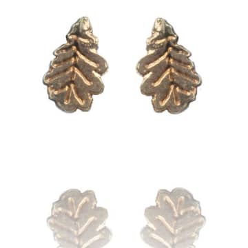 Amanda Coleman Tiny Gold Vermeil Oak Leaf Stud Earrings
