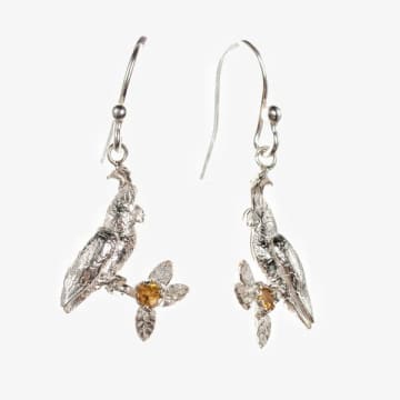 Amanda Coleman Small Sterling Silver Cockatoo Hook Earrings In Metallic