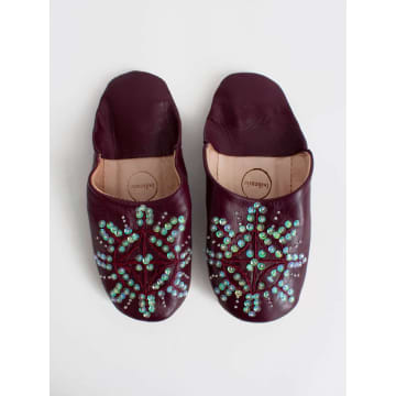 Bohemia Pomegranite Sequin Babouche Slippers In Purple